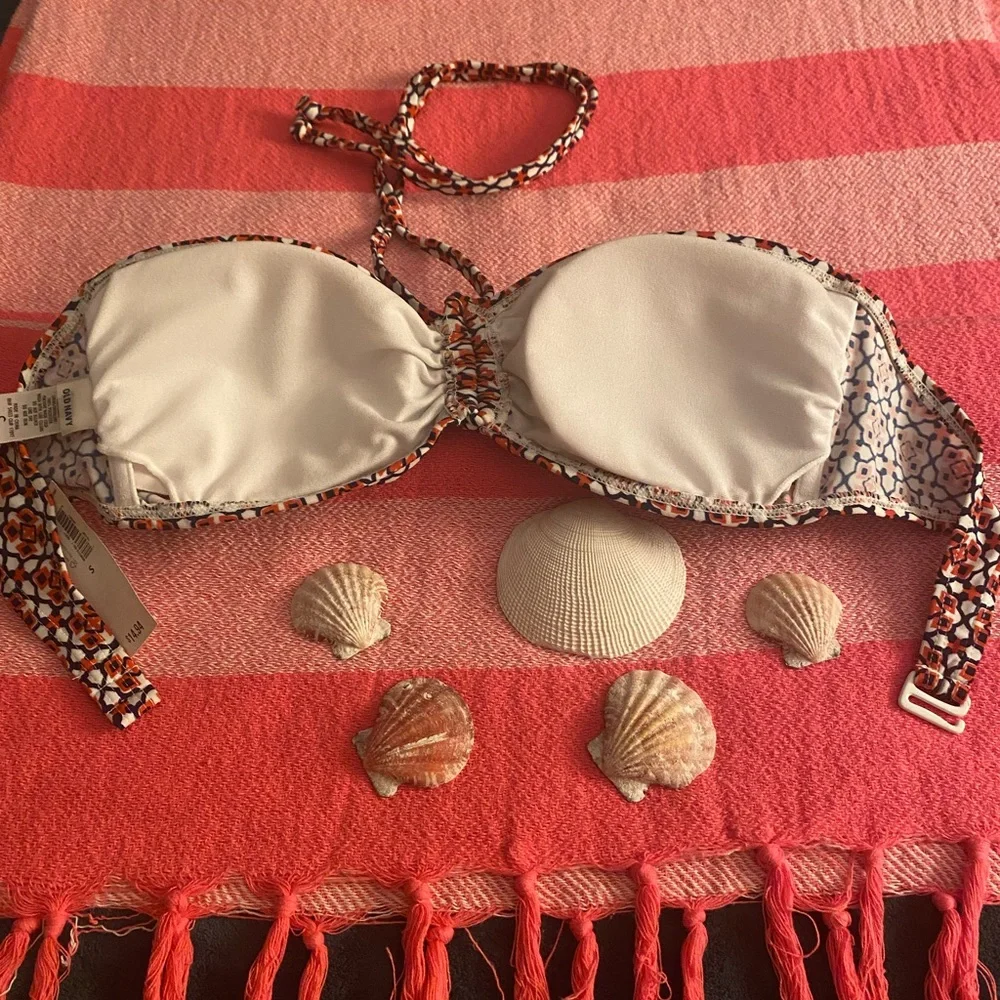 Old Navy Kids Bandeau Bikini Top in Orange, Navy & White